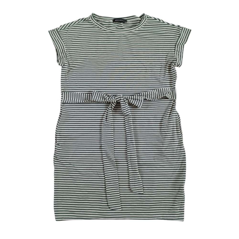Merokeety Women's Dress TShirt Dress Stretchy Green White Short Sleeve Size XL